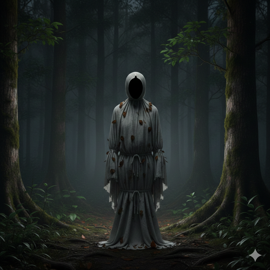 In-game screenshot showing a dark Indonesian colonial building interior with Javanese cultural artifacts and eerie atmospheric lighting